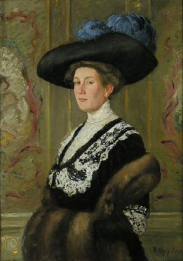 Ernst Oppler Portrait einer Dame mit Hut oil painting image